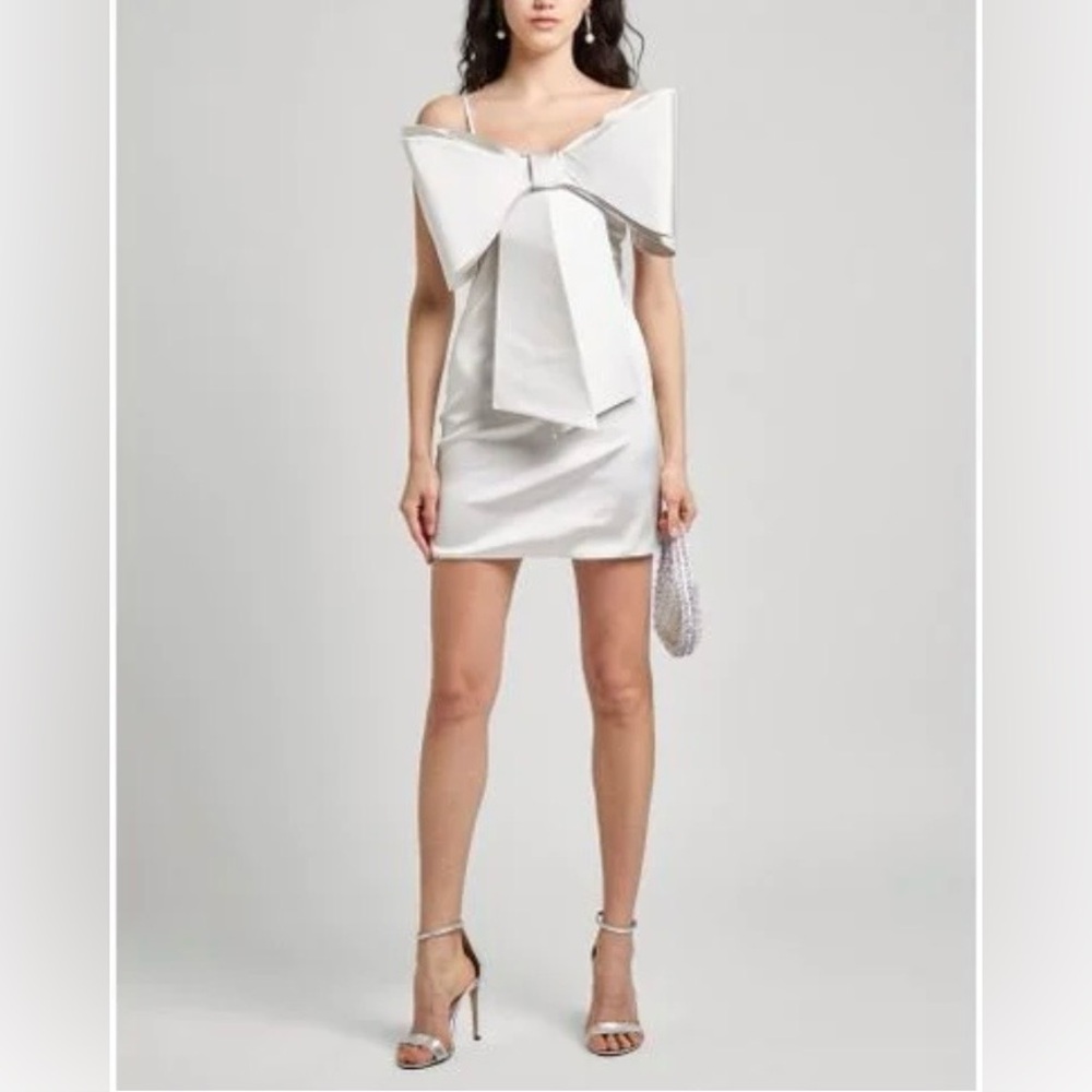 MACH & MACH “Le Cadeau” White Bow Mini Dress